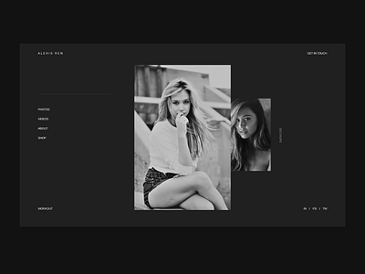 Alexis Ren Home Page and Profile animation black and white clean dailyui dailyui 006 dark fashion landing lifestyle minimalism minimalist model agency modelling presentation profile transition ui ux web website design