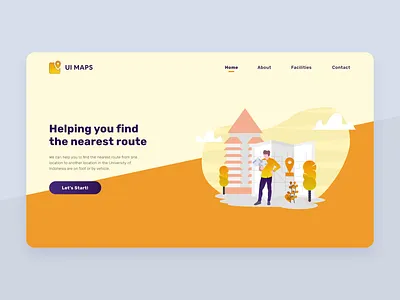 UI Maps (Route Recommender) — Landing Page Design campus finder home page illustration landing page landing page design maps recommendation recommender university website