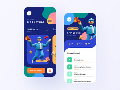 Courses Mobile App - Part 2 app bundle buy course education iphone learn lesson mobile online product student teach ui