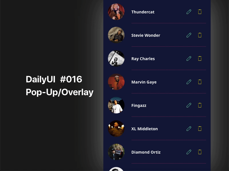 Daily UI Challenge / 016 - Pop-Up / Overlay 016 dailyui ui ux
