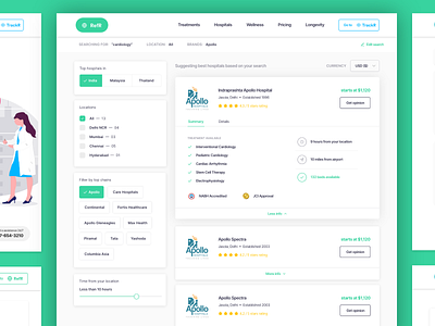 Web App UI - Search Results Page hospital searching medical medical tourism search page search results page search ui tourism web app web app ui