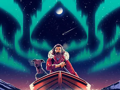Open Skies astronomy character digital dog folioart illustration landscape night sky travel