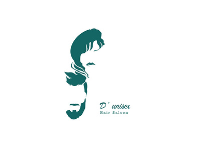 D' unisex Hair Saloon feminine flow gender hair saloon hairdresser logo masculine merge monotone negativespace sexy simplistic