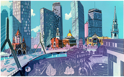 New Hampshire alex green architecture buildings cityscape digital drawn editorial folioart illustration line urban