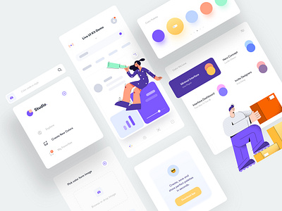 Interface Elements for Color Generator character clean color generator dashboard dashboard design elements illustration interface minimal mobile mobile app mockup simple ui ui design user interface ux ux design web web design