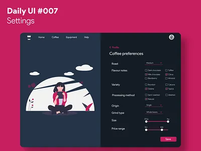 Daily UI #007 - Settings dailyui preferences settings ui web