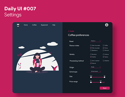 Daily UI #007 - Settings dailyui preferences settings ui web
