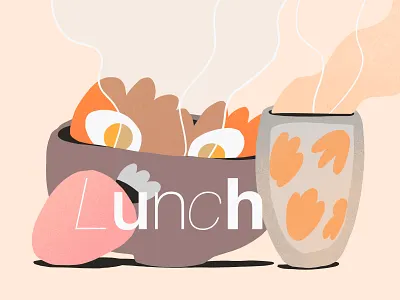Lunch illustration 🥯 2d branding darkcube digitalart drawing flat design food illustration illustration product design strawberry tea texture vector