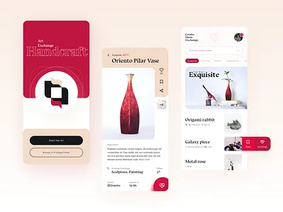 Handcraft | Barter trade art pieces - app exploration app architecture branding concept design exercise exploration figma logo marketplace typography ui ux workshop