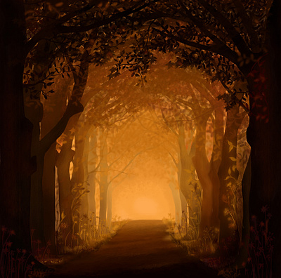 Fairy tale road atmosphere drawing environment illustration fantasyart