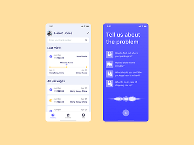 Delivery Voice Assistant app delivery design dribbble icons mobile packages popular rhinoda top ui ux voice assistant