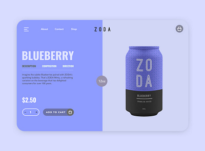 ZODA eCommerce Site (Improved) behance blueberry design dribbble ecommerce flavors grapefruit lime mint peach ps sketch sparkling water ui uidesign uiux userinterface userinterfacedesign