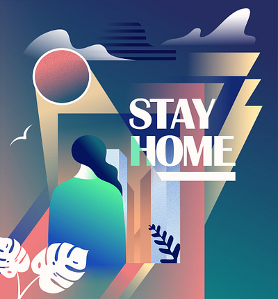 Stay Home affinitydesigner art deco futuristic geometric illustration neon retrofuturism retrowave vector