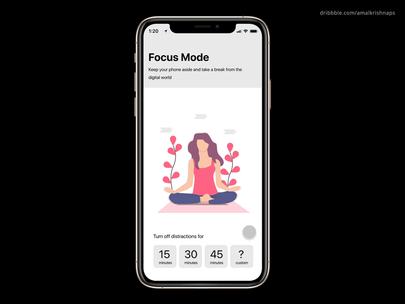 Focus Mode UI animated gif animation app design focus interaction ios mode screens ui user interface