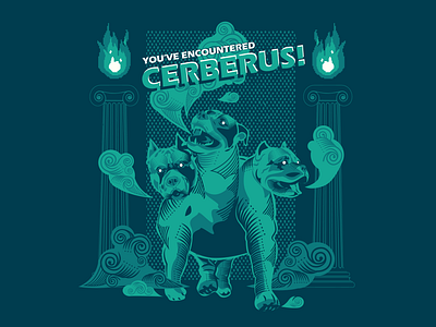 You've Encountered Cerberus! boss screen cerberus digital art digital illustration dribbble game art game design greek mythology illustration poster art women in illustration