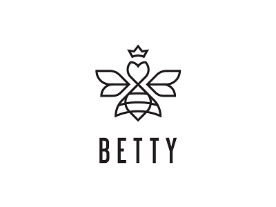 Queen Bee logo concept bee branding clothing brand crown design dress feminine geometric geometry heart lines linework logo mark queen queen bee