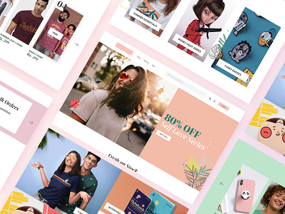 Ecommerce Website UI branding design ecommerce interface pastel ui website website concept website design webui