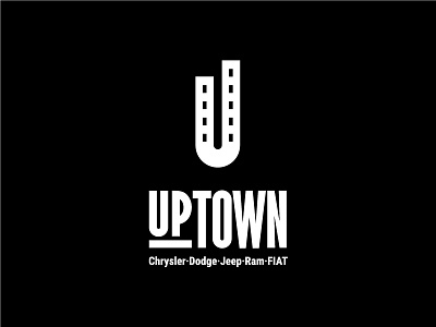 Uptown logo concept birds eye view branding car dealership city cityscape clean design geometry initials logo mark modern road simple skyline uptown