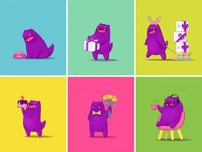 Feed the beast animal beast birthday branding call cats colorful delivery flowers gift illustration