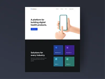 Healthblocks Homepage 3d branding clean healthcare homepage interface minimal product design startup ui ui design ux website