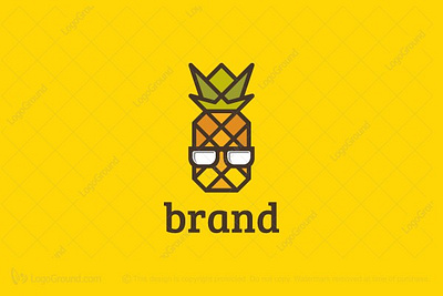 Old Man Pineapple Logo fruit glasses grandma grandpa host hostility mascot mature mustache old man pineapple