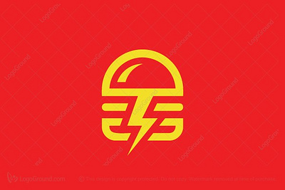 Lightning Burger Logo burger burger logo cafe delivery fastfood flash foodtruck lighting restaurant thunder