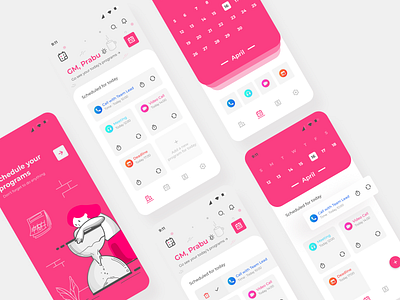 Scheduler App - Calendar UI - Office Calendar App app app ui calendar calendar ui flat graphic ios mobile mobile ui rounded scheduler task management ui ux visualization