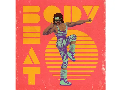 Body Beat aerobics character characterdesing drawing graphic illustration lettering music playlist retro texture typography vintage vinyl