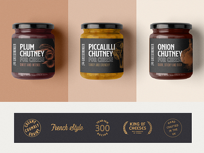 The Cheesemonger - Chutney branding cheese cheesemonger jam mockup packaging retro typography vintage vintage badge