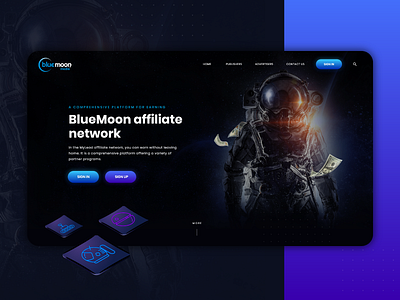 Blue Moon - web concept app behance black blue clean dark design galactic galaxy inspiration marcinprojekt.com modern moon web design webdesign website