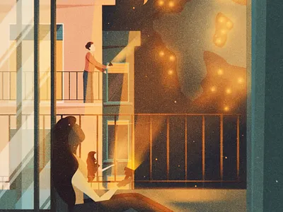 Together art city connection covid covid19 design digital girl illustration instagram lights love moonlight night people sky social spring vector