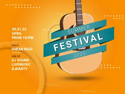 Summer Festival Banner Design banner branding fest illustration music photoshop summer typography