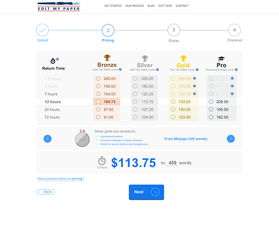 Edit My Paper - Tiers design interface interface design minimal ui ui design uidesign ux web web app