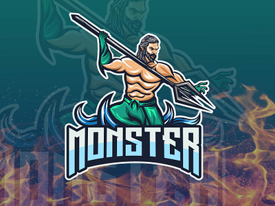 monster water mascot logo agriculturelogo aquaman esportlogo gaminglogo heroeslogo waterlogo wavelogo