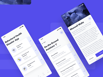 Behavioral Health Disaster App app design behavior design health interface ui ux