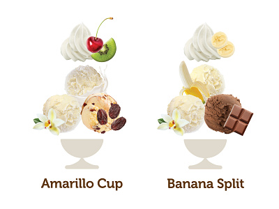 Costa Crociere - Amarillo food outlet artdirection banana cherry colorful cruising cup food gelato icecream infographic ingredients kiwi malaga milk modern photoshop sea ship vanille