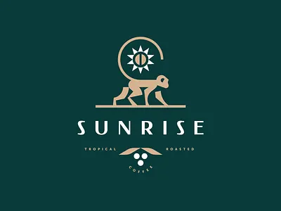 Sunrise animal logo animals brand identity branding coffee geometric geometric animal illustration illustrations jungle logo logotype mascot modern logo monkey packaging summer sun tropics