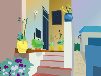Tunisia garden 2d adobe illustrator flowers garden illustration tunisia vector