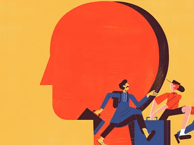 Mental Health & Wellbeing character conceptual digital editorial folioart illustration michael driver negative space travel