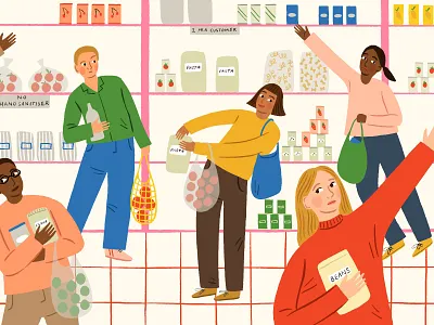 Supermarket Swerve amelia flower character colourful digital folioart food illustration lifestyle people procreate