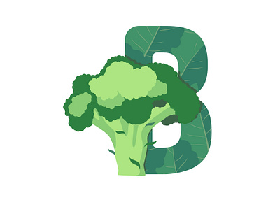 Broccoli alphabet broccoli green illustration letter