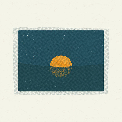 Reflection halftone illustrator moon print sunset texture water