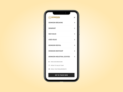 Dennisons Mobile menu mobile ui ui design