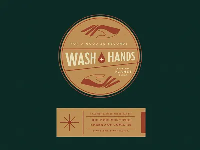 Wash Hands badge branding covid19 hand label sticker wash wellness