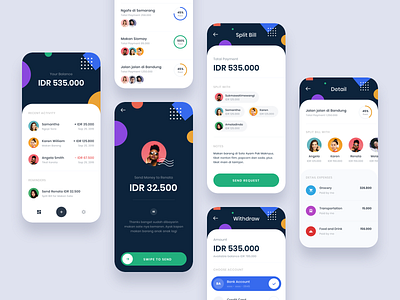 #Exploration - Split Bill App android app bill clean color dark design finance icons ios iphone light money payment product shape split ui ux whitespace