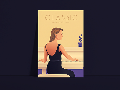 Classic Piano Session - Illustration adobe illustrator ai artist classic clean drawing illustration music music art musician piano portrait relax session vector