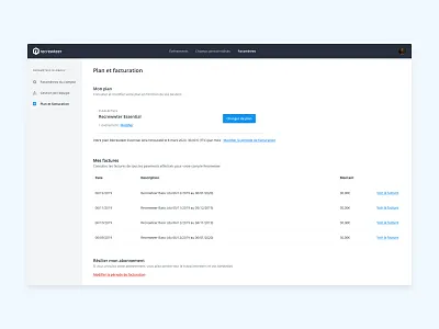 Subscription & billing admin app billing design list product design subscription table ui