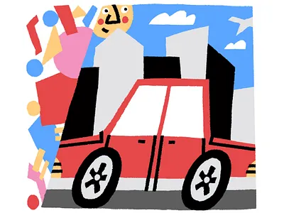 Road Trip abstract color design hand drawn illustration midcentury procreate shapes vector