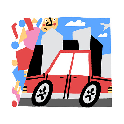 Road Trip abstract color design hand drawn illustration midcentury procreate shapes vector