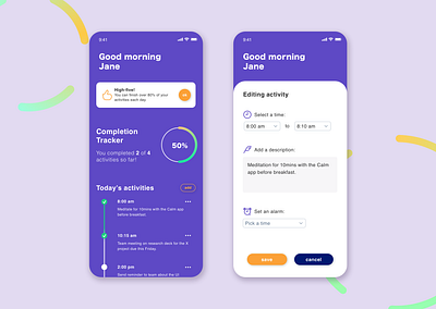 Bi-Weekly UI Challenge 03 - Daily Activities 100 days of ui challenge activity tracker app design daily activities ui design weekly challenge xd ui challenge